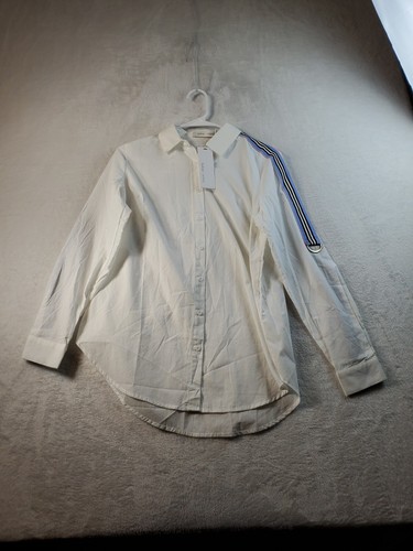 Bishop + Young Shirt Womens Small White Cotton Long Sleeve Collared Button Down