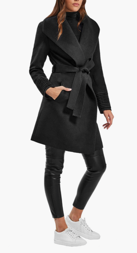 NWOT $1,790 SENTALER (Kate Middleton) Shawl Collar Alpaca/Wool Coat SMALL Black - Picture 6 of 13