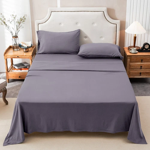 Soft Jersey Cotton 4pc Bed Sheet Set 100% T-Shirt Cotton All Season Bedding PURE