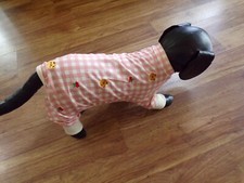 pet dog pajamas,stretchy, pink plaid,bears cherries, Small  read size details 