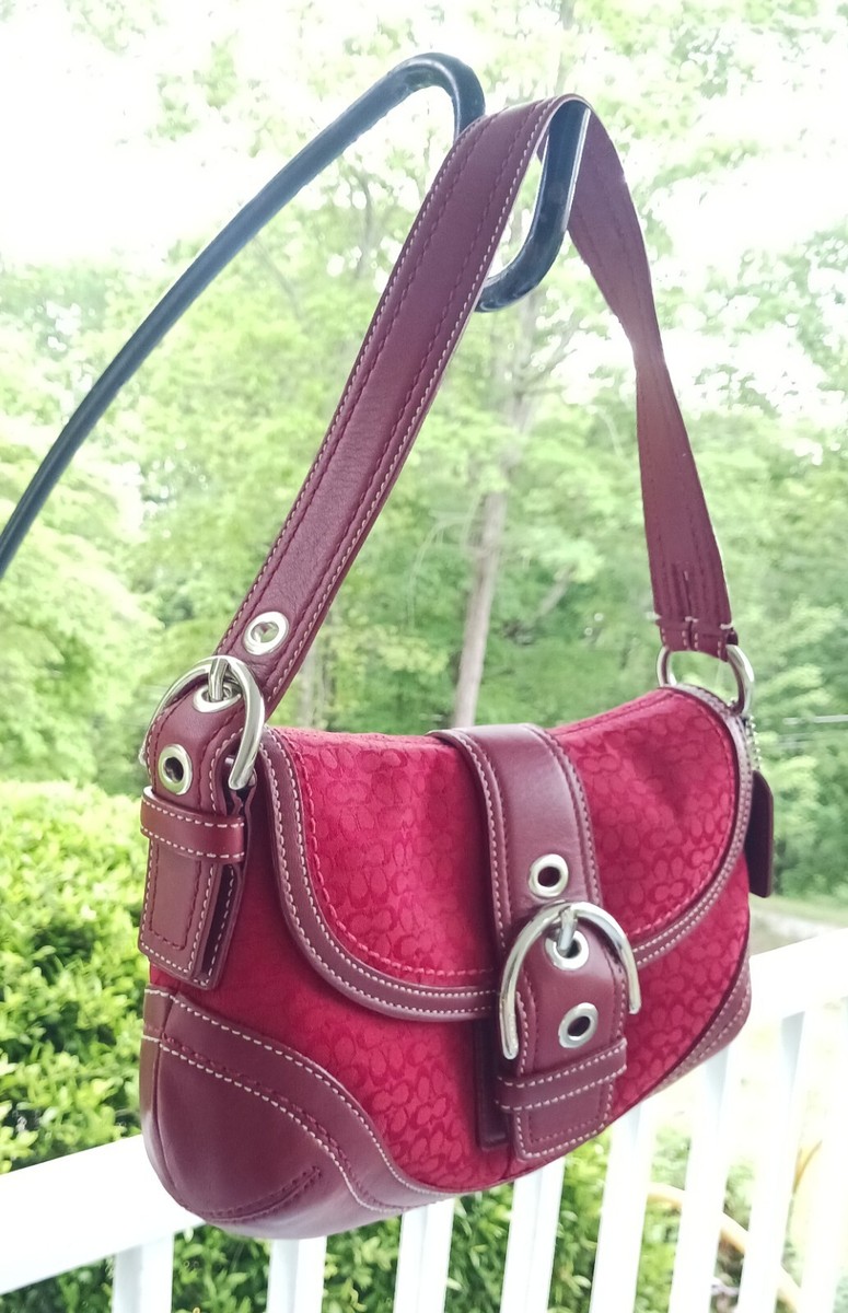 Coach F10925 SMALL Vintage Cherry Red Soho Y2K Signature C Canvas