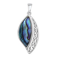 AnhäNger KettenanhäNger 925 Sterling Silber Rhodiniert Abalone Blau GrüN Damen V