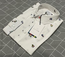 BNWT Paul Smith PS Slim Fit Ram Print White Shirt Size S