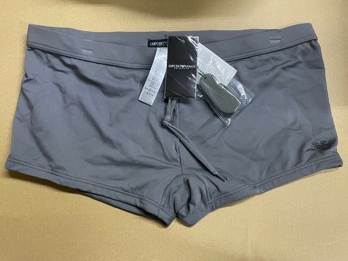 Sz54 Emporio Armani Eagle Square-Cut Swim Trunk ASH GRAY grey Italy shorts NWT