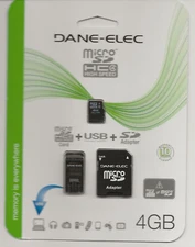 DANE-ELEC 3-IN-1 MOBILE KIT MICRO SD HIGH SPEED 4GB USB ADAPTER MICRO SD ADAPTER