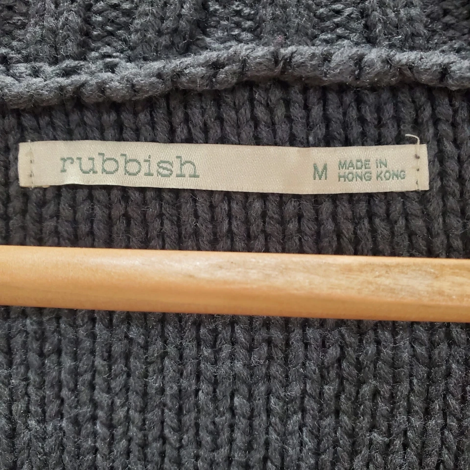 Suéter cárdigan tejido con cuello chal gris medio basura para mujer Foto 4 de 4