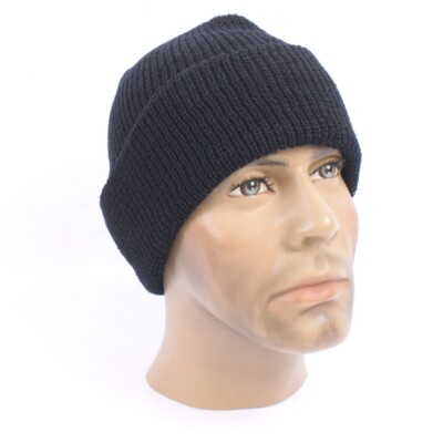 US Navy Beanie Uhrenkappe 100 % schwarze Wolle USN MÜTZE362