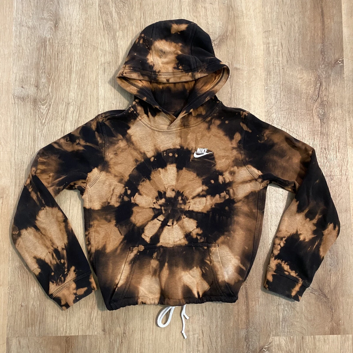 Nike Swoosh Custom Vintage Bleach Tie-dye Hoodie Sweatshirt