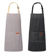 2 Pack Kitchen Aprons Apron For Restaurant With Adjustable Neck Strap 2 Pockets 