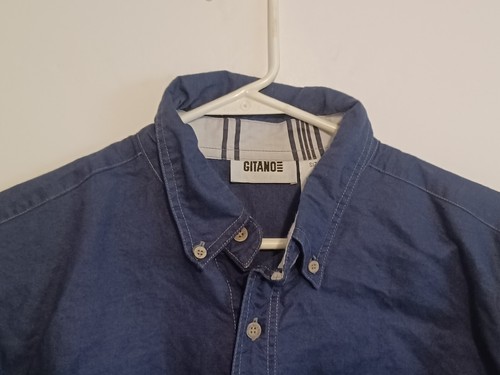 Vintage Gitano Men’s Navy Blue Short Sleeve Button Up Shirt w/ Pockets Size M - Picture 3 of 5