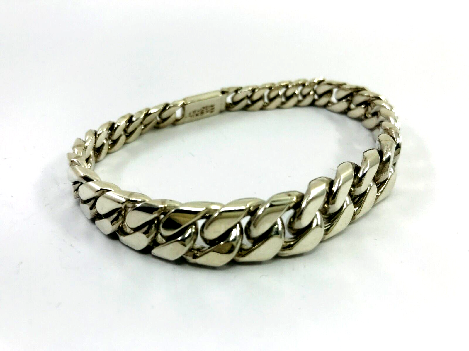 Curb Chain Bracelet in Sterling Silver with Black Diamonds, 11.5mm