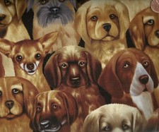 Packed dogs Timeless Treasures fabric