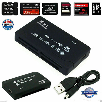 Mini Memory Card Reader 26-IN-1 USB 2.0 High Speed  For CF xD SD MS SDHC