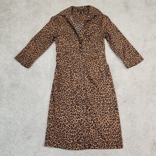 Express Design Studio Leopard Button Up Collard V neck 3/4 Sleeves Dress 2