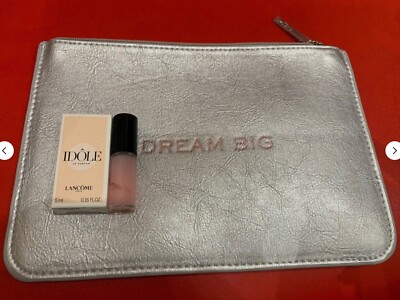 Lancôme Silver 'Dream Big' Pouch Kosmetiktasche, Idole Le Parfum, Lipgloss Pink 