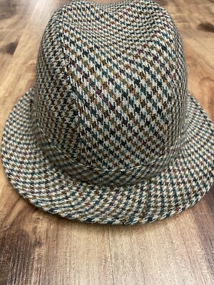 Burberry Vintage Checkered Fedora Hat Highlands Tweed Pure  display picture 1