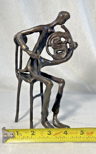 MCM Brutalist BRONZE FRENCH HORN Musiker Skulptur Kim Bernard KIM B - Bild 8 von 9