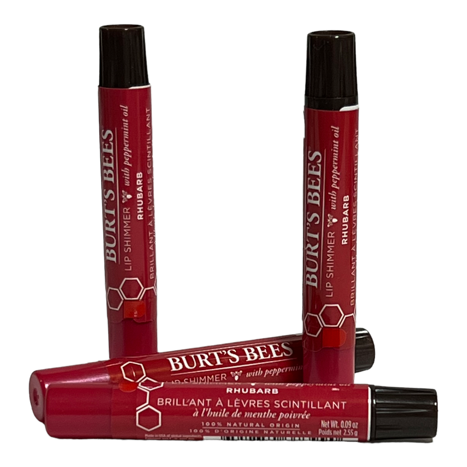Burt's Bees RHUBARB Lip Shimmer Peppermint Oil 100 Natural .09oz 1 to 4 tubes eBay