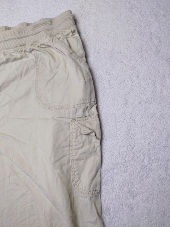 Pantalones Cortos Woman Within Plus 30W Beige Carga Tirar Alto Lavado Ligero Foto 2 de 4