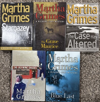 5 Martha Grimes Books- The Case Has Altered, The Blue Last, The Stargazey  Good