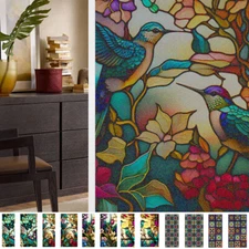 Privacy Stained Glass Decorative Window Film Birds Vinyl Static Cling Films