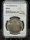 1921 Morgan Dollar CERTIFIED NGC MS 64 Silver Dollar