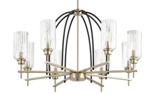 Quorum International 607-8 Espy 8 Light 32"W Chandelier - Noir / Aged Brass