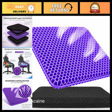 Extra Thick Gel Seat Cushion for Pain Relief - Breathable Comfort for Office, Ca