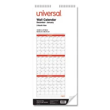 Universal Office Products 71003 3-month Wall Calender, White/black/red, 12 X 27,