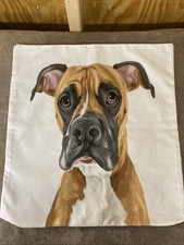 Throw Pillow Cover With Boxer Dog Image Two Sided 19  X 20-1/2  With 16  Zipper