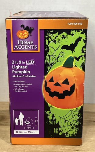 Halloween Home Accents 31,5 Zoll LED beleuchtet orange Kürbis luftgeblasen aufblasbar