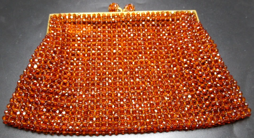 COPPOLA E TOPPO BOOK PIECE! Italy Rootbeer Crystal Vintage Purse Hand Bag - Image 3 of 4