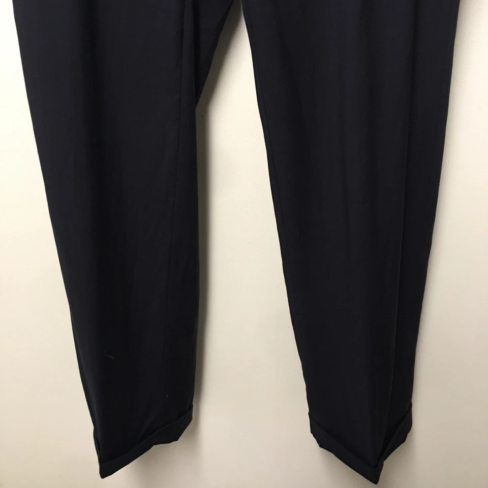 Pantalones de vestir Kirkland Signature para hombre 38x32 azules plisados con puños 100 % lana Italia Foto 3 de 4