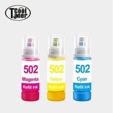 3 PK Color Ink Bottles for Epson 502 CMY Bottle Replacement Fits Ecotank ET 4850