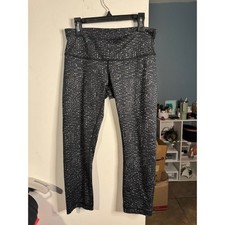 Lululemon Wunder Under High Rise Crop Leggings Black Grey Geometric Print Size 6