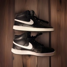Nike Court Vision High Top Black White Leather Athletic Shoes CD5436-001