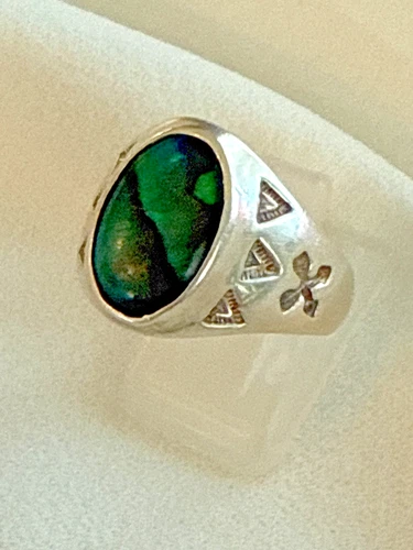 VTG Sterling Silver - Wheeler Mfg Green Abalone Arrow Ring Size 9.5 6.5g #A2G02