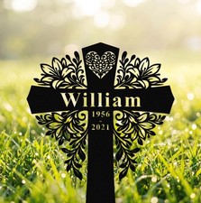 Personalized Memorial Cross Stake Custom Grave Marker Garden Sympathy Gift