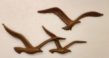 Vintage Faux Wood HOMCO Flying Birds Seagulls In Flight 7619 Wall Decor Plastic 
