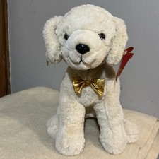 FAO Schwarz Golden Retriever Puppy Plush Dog 11 inches with gold bow. So Cute 