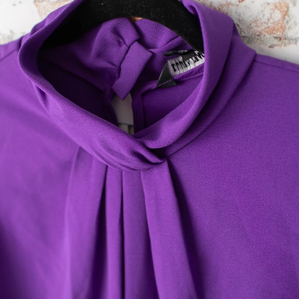 全新 Ellen Tracy 女式 XL 无袖模拟领衬衫上衣紫色紫色 — 第 2/4 张图片