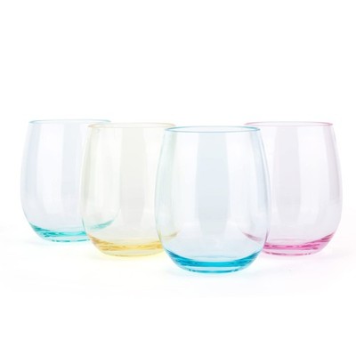 KX-WARE Unbreakable 18-ounce Acrylic Stemless Wine 19.9 Ounces, Multicolor