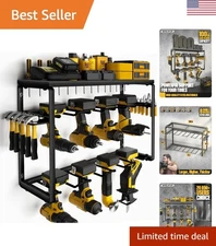 Rust Resistant Power Tool Organizer - 3 Layers and 8 Drill Spaces for Garages