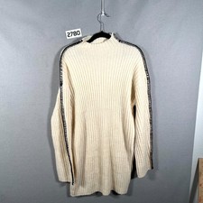 Steve Madden Sweater Dress Womens Small Beige Ribbed Knit Mock Neck Cozy Winter