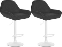 2Er Set Barhocker Braga Stoff Weiß Dunkelgrau