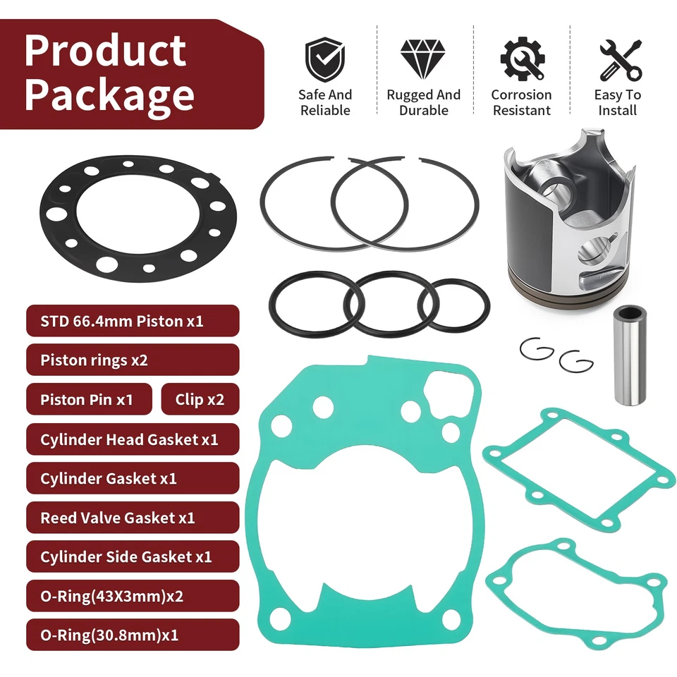 Top End Rebuild Piston Cylinder Gaskets Kit For Honda CR250R 92-1996 66.34mm STD - Image 2 of 4