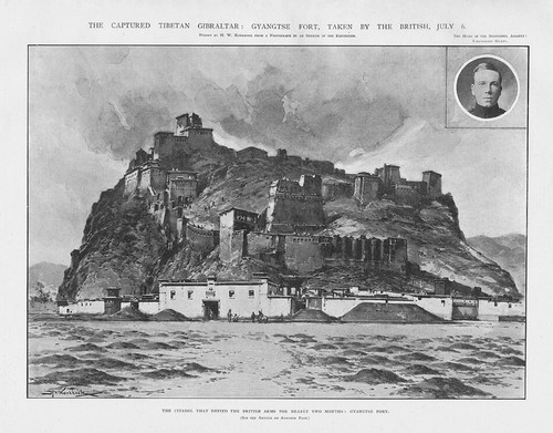TIBET Gyangtse Fort Taken by The British on July 6 - Antique Print 1904