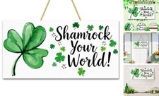  Décorations Saint Patrick - Panneau en bois suspendu pour porte murale maison vert