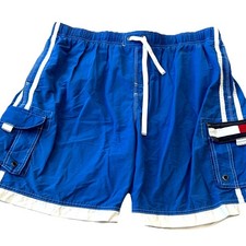 90s Tommy Hilifger Swim Trunks XL Cargo Shorts Nylon Big Pockets Y2K Preppy VTG