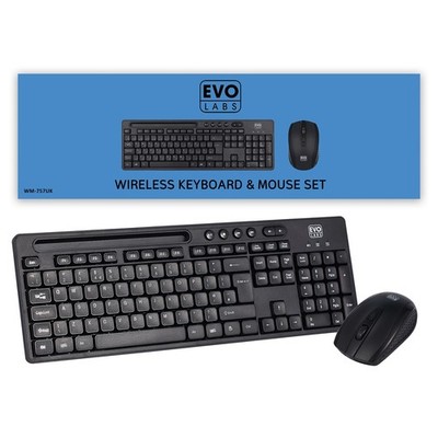 Evo Labs WM-757UK Wireless Tastatur und Maus Combo Set 2,4 GHz Full Size QWERTZ
